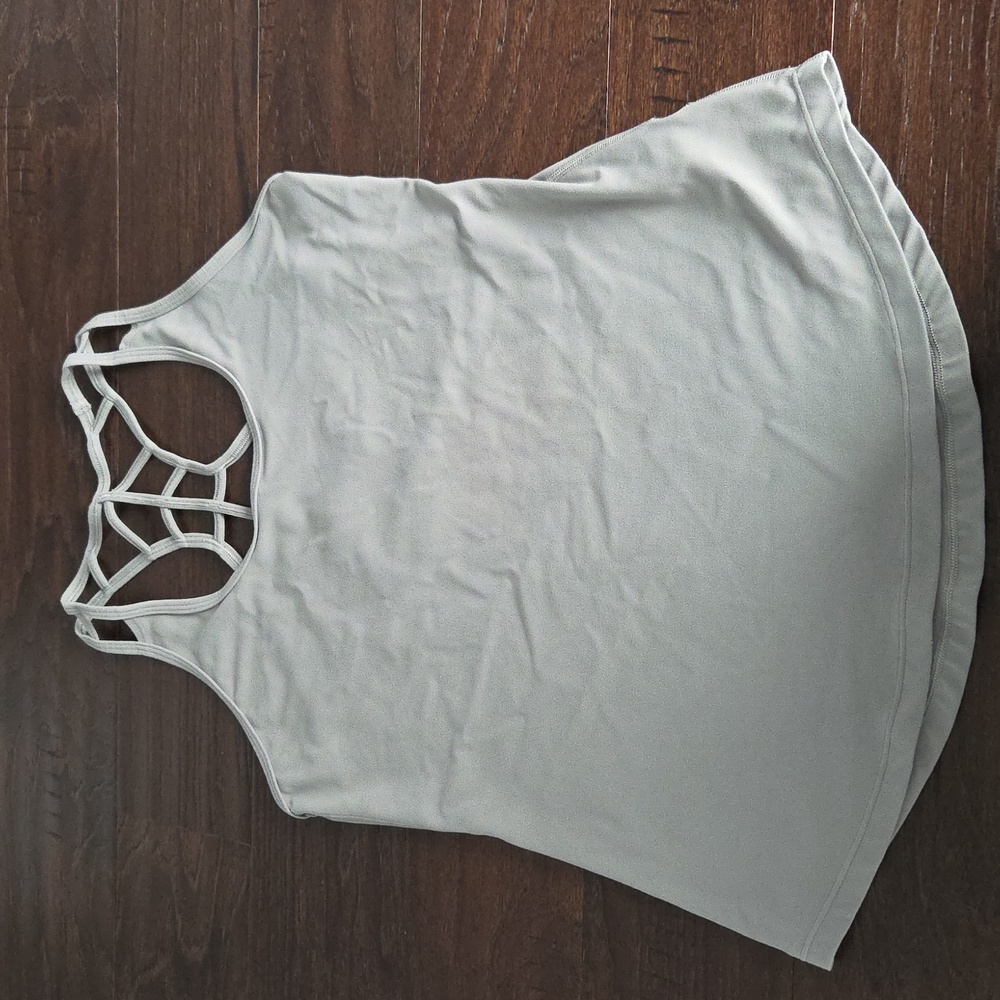 Light Gray Athleta Macrame Leggings + Matching Tank Top